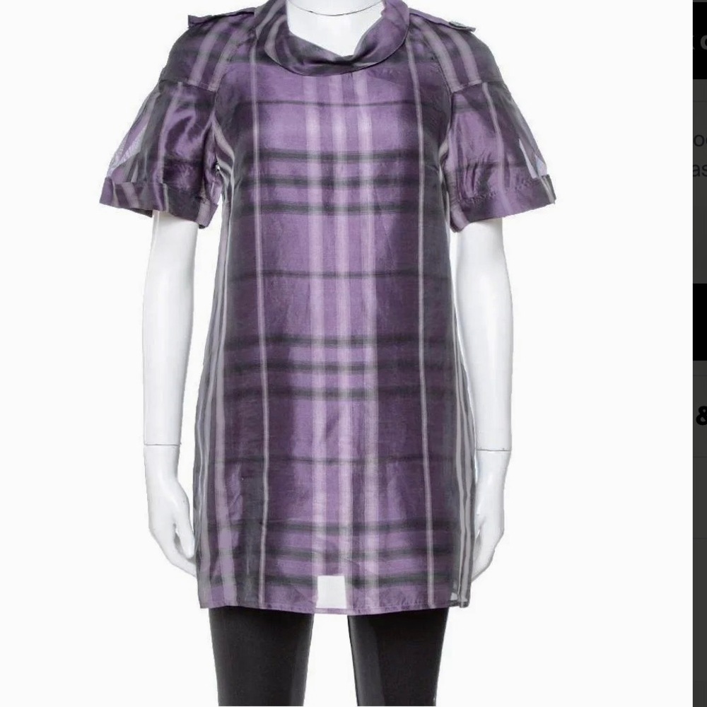 Burberry Purple Plaid Tunic Top